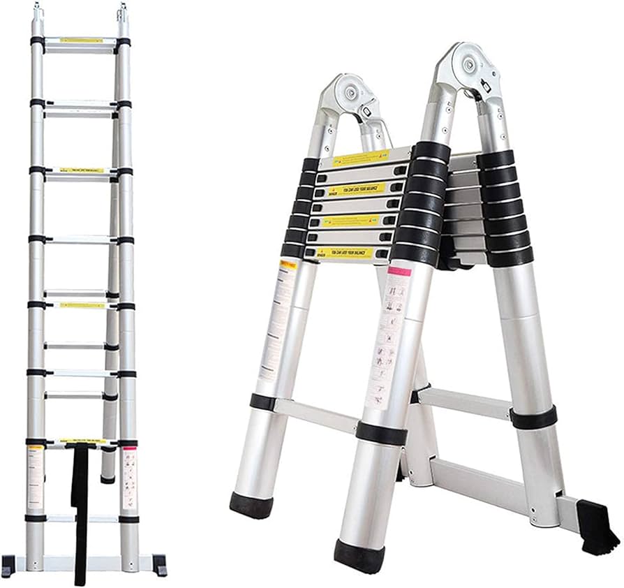 Inditradition A-Type Aluminium Telescopic Ladder 2 in 1 Single & Double Side